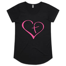 Load image into Gallery viewer, Heart Cross Womens Scoop